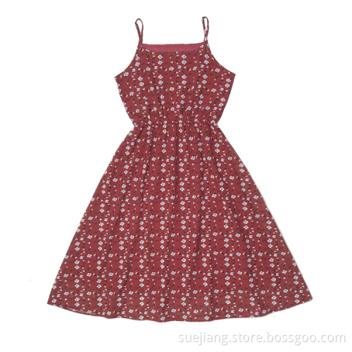 Women Vintage Retro Chiffon Floral Printed Dress